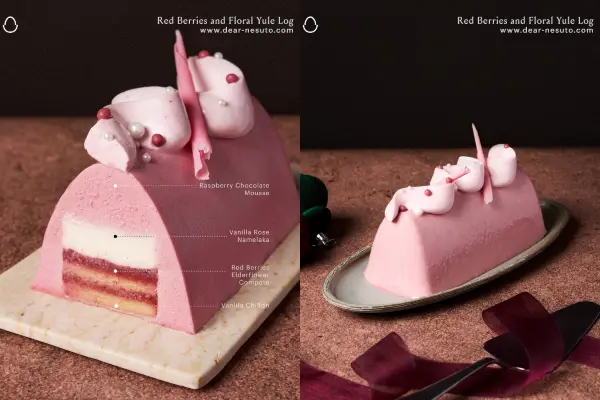 Nesuto Red Berries and Floral Yule Log