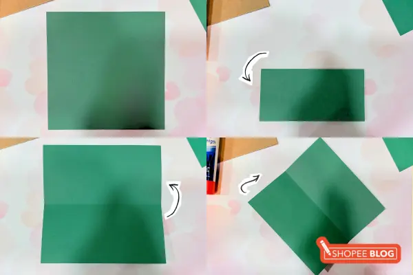 DIY Christmas card ideas Singapore - Origami Tree Card Steps 1 to 2