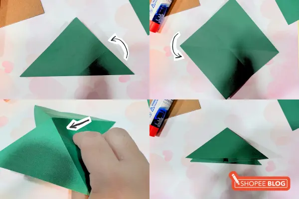 DIY Christmas card ideas Singapore - Origami Tree Card Steps 3 to 4