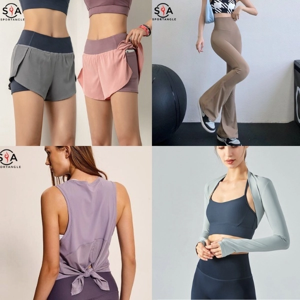 sports brand singapore: Sports Angel Running Shorts with Pockets and Yoga Flared Pants