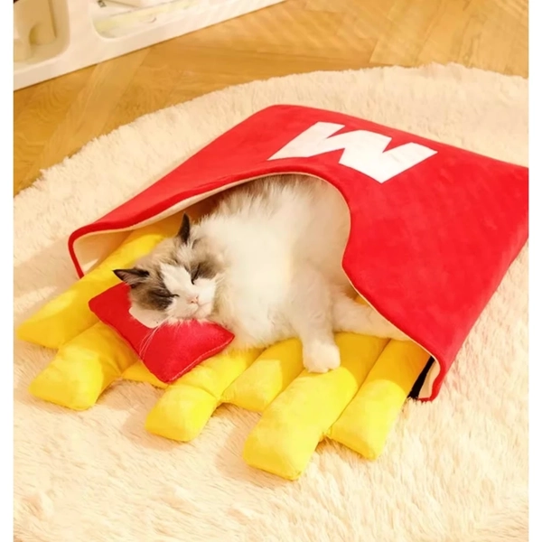 christmas gift for her: Pet bed shaped like a French Fries bag