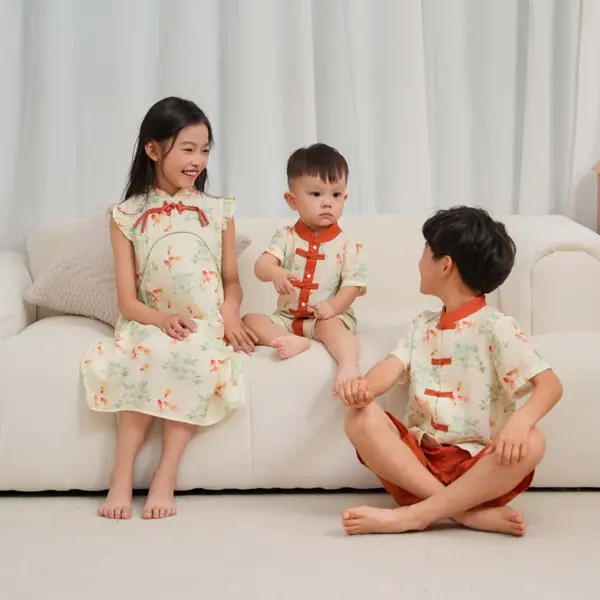 CNY Sibling Matching Wear Fortune Bloom Cheongsam Set