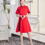 Eyouth A-Line Cheongsam in red and black