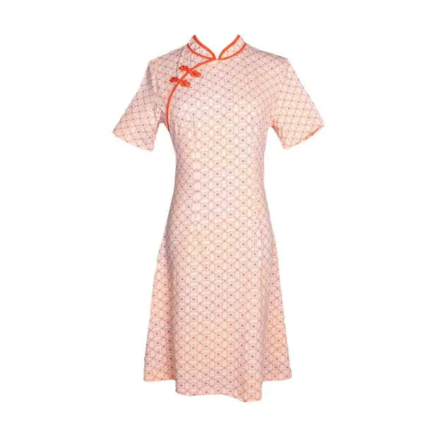 modern cheongsam dress singapore: Moley Apparels Kueh Bangkit Print Cheongsam