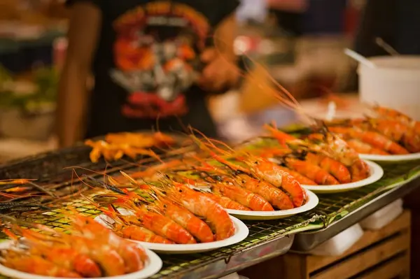 Prawns on a grill