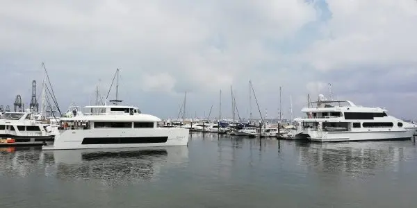 quiet places in singapore: yacht parked at the docks in West Coast Park