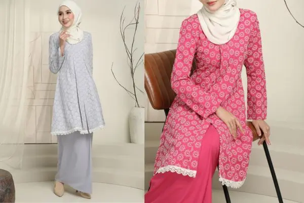 modern baju kurung singapore: ZOE ARISSA Liliana Kebarung Moden Sulam Lace Labuh Raya