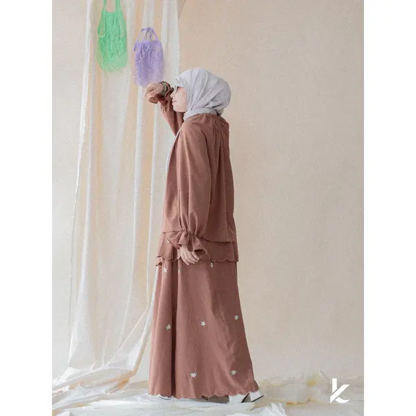 brown modern baju raya piece by kaen co