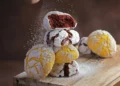 sprinkling powder sugar on hari raya cookies in singapore