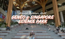 Geneo Science Park - two girls sitting on the flight of stairs at The Canopy