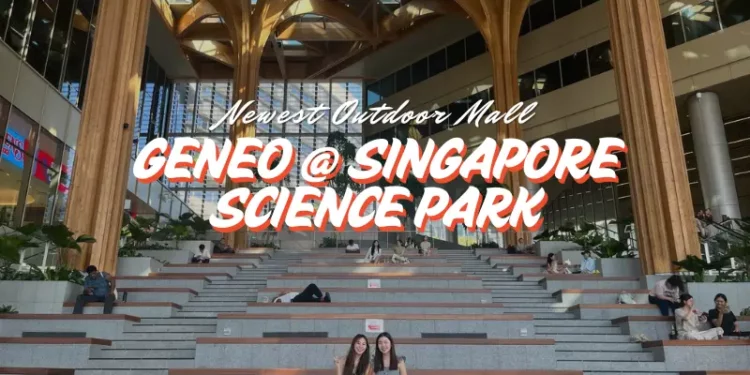 Geneo Science Park - two girls sitting on the flight of stairs at The Canopy