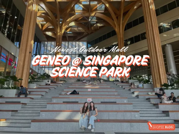 Geneo Science Park - two girls sitting on the flight of stairs at The Canopy