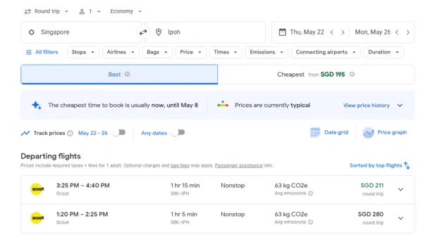 Google Flights - Ipoh