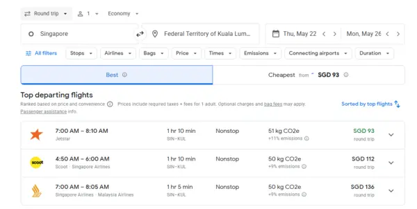 Google Flights - KL