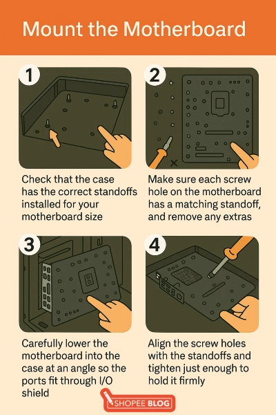 mounting the motherboard pc