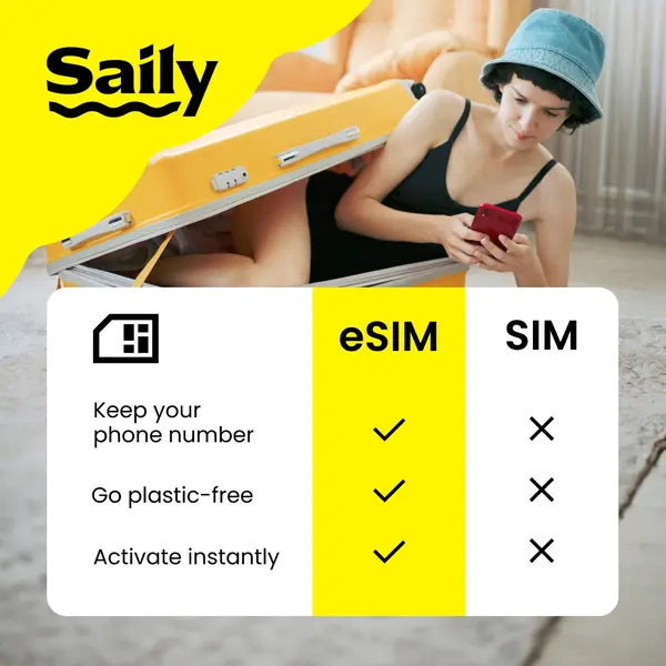 Saily esim comparison with a normal SIM card