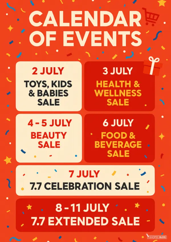 7.7 Sale Calendar of Events