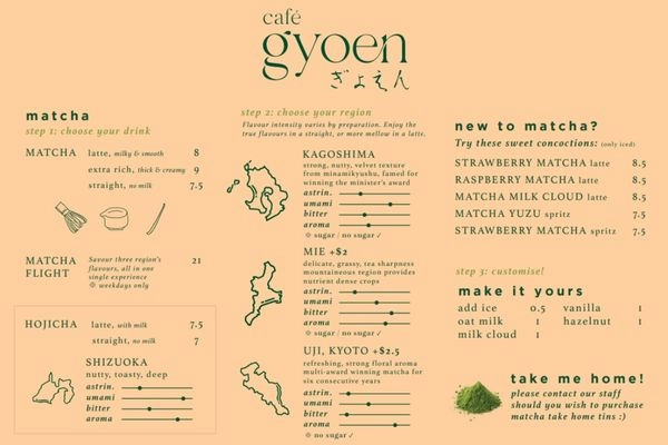 cafe gyoena matcha menu