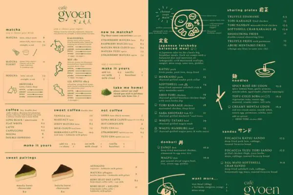 Cafe Gyoen Matcha Bar menu