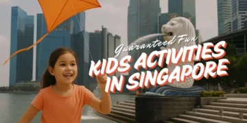 Kids Activities Singapore: Girl having fun at Merlion Park