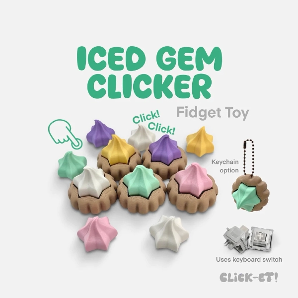 CLICK-ET! Iced Gem Clicker Keychain shopee trending
