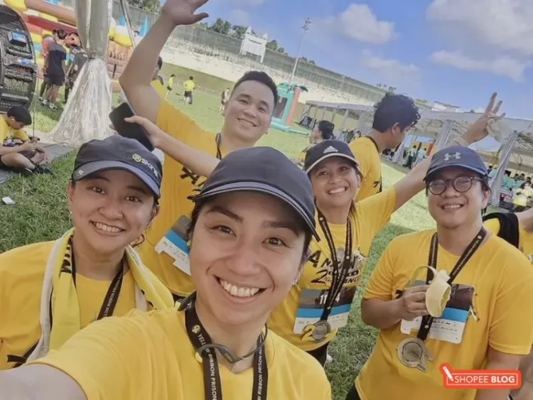 Joanna and her group of friends after a running event in Singapore