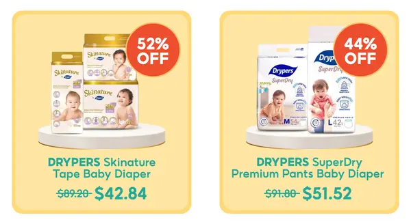 child lifesg credits how to use: buy Drypers Skinatures Tape Baby diapers on Shopee