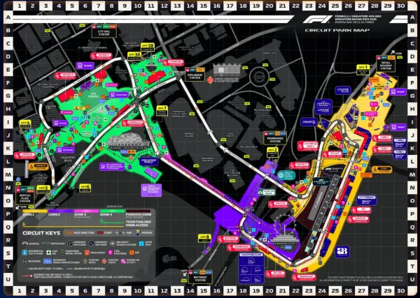 F1 Marina Bay Street Circuit Map 2026