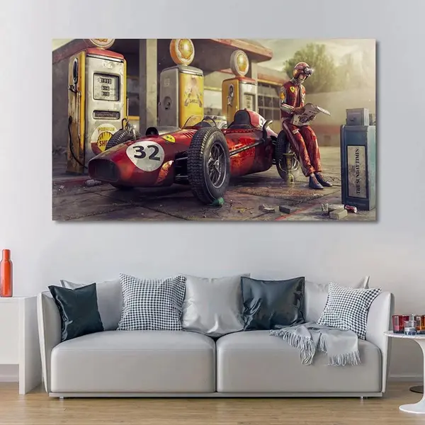 where to buy f1 merchandise in singapore: Vintage Ferrari Racing F1 Canvas Poster