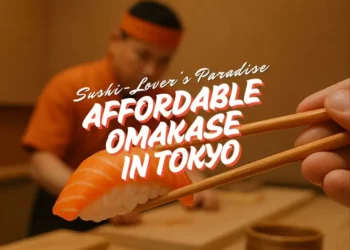 affordable omakase in tokyo with sushi chef in background