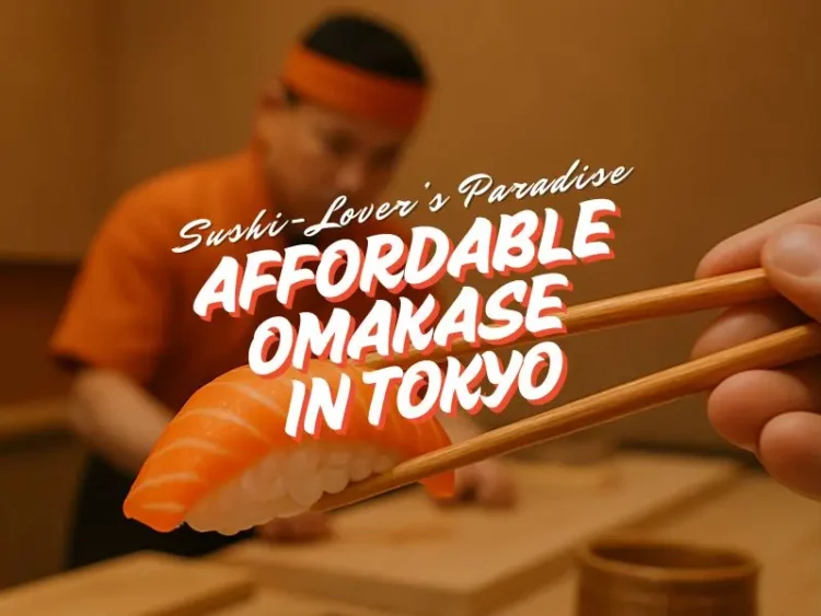 affordable omakase in tokyo with sushi chef in background