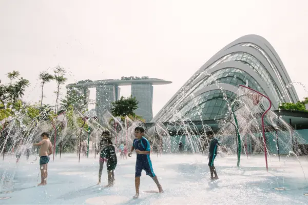 children's activities december water play area near Marina Bay