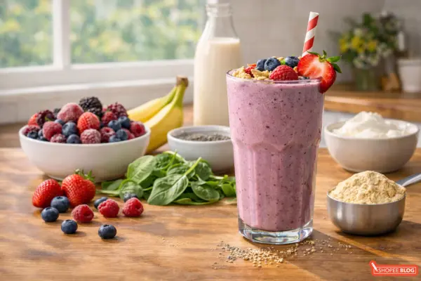 healthy fruit smoothie recipes Berry Blast Protein Smoothie