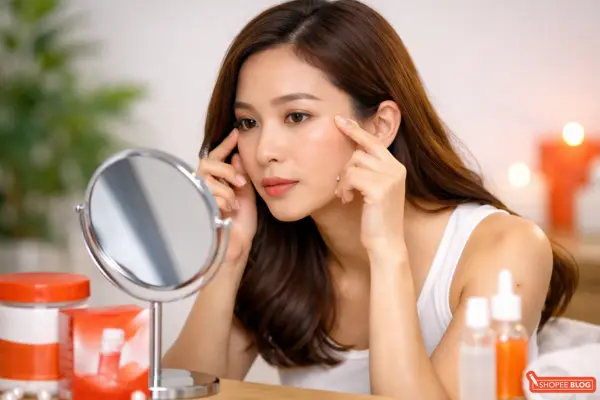 best collagen drink for skin: checking for fine lines and wrinkles on face