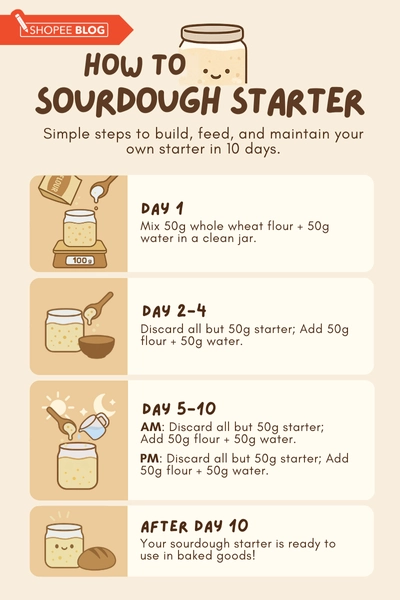 how to make sourdough starter - infographic