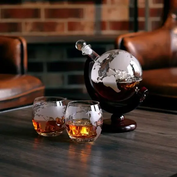 valentine's day gift for him Globe Whiskey Decanter Set