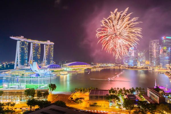 fireworks show above marina